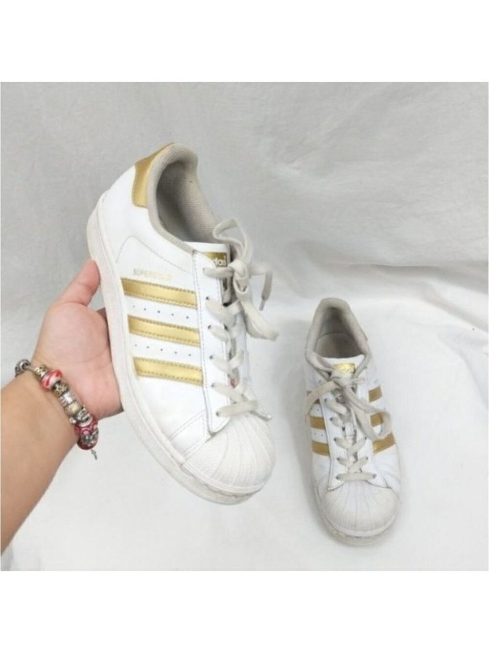 Adidas Super Star Gold Stripes White Sneakers 6